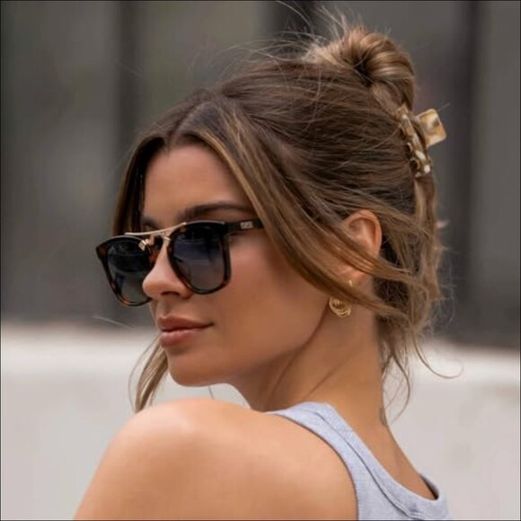 Oversized Square Polarized Sunglasses with Acetate Frame and Metal Bridge main image 3
